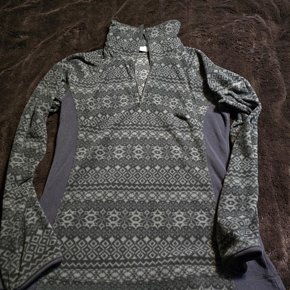 Columbia Gray Patterned Cowl Neck Sweater